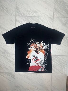 Playboi Carti - Black Short-Sleeve Graphic Tee with Red and White Accents